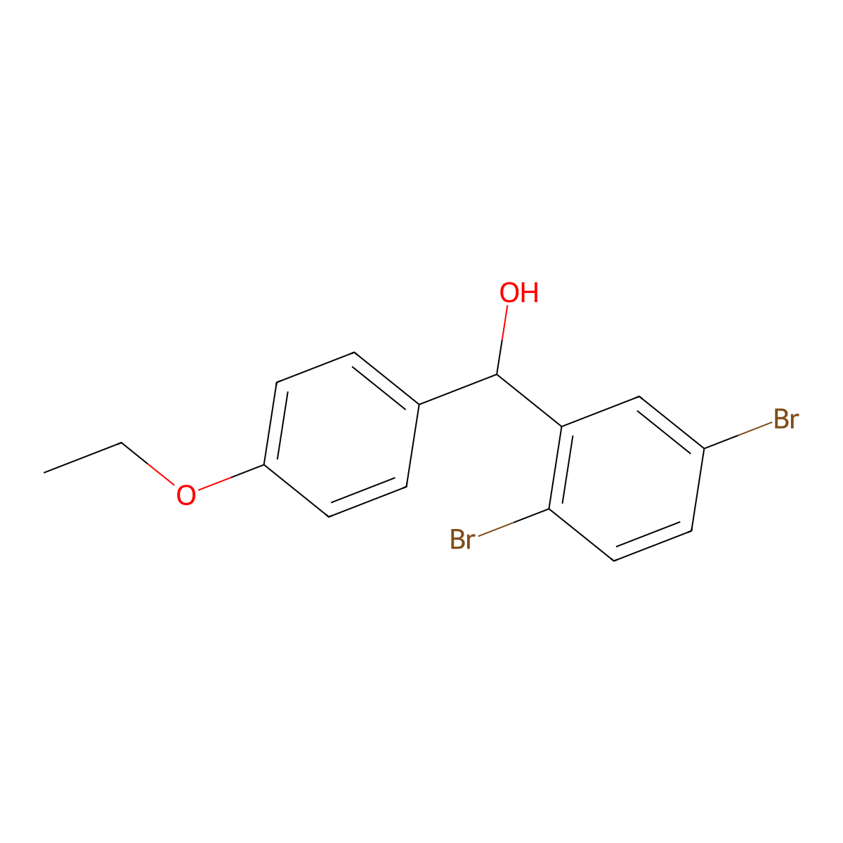 (2,5-Dibromophenyl)(4-ethoxyphenyl)methanol molecular structure, CAS 1282849-48-2