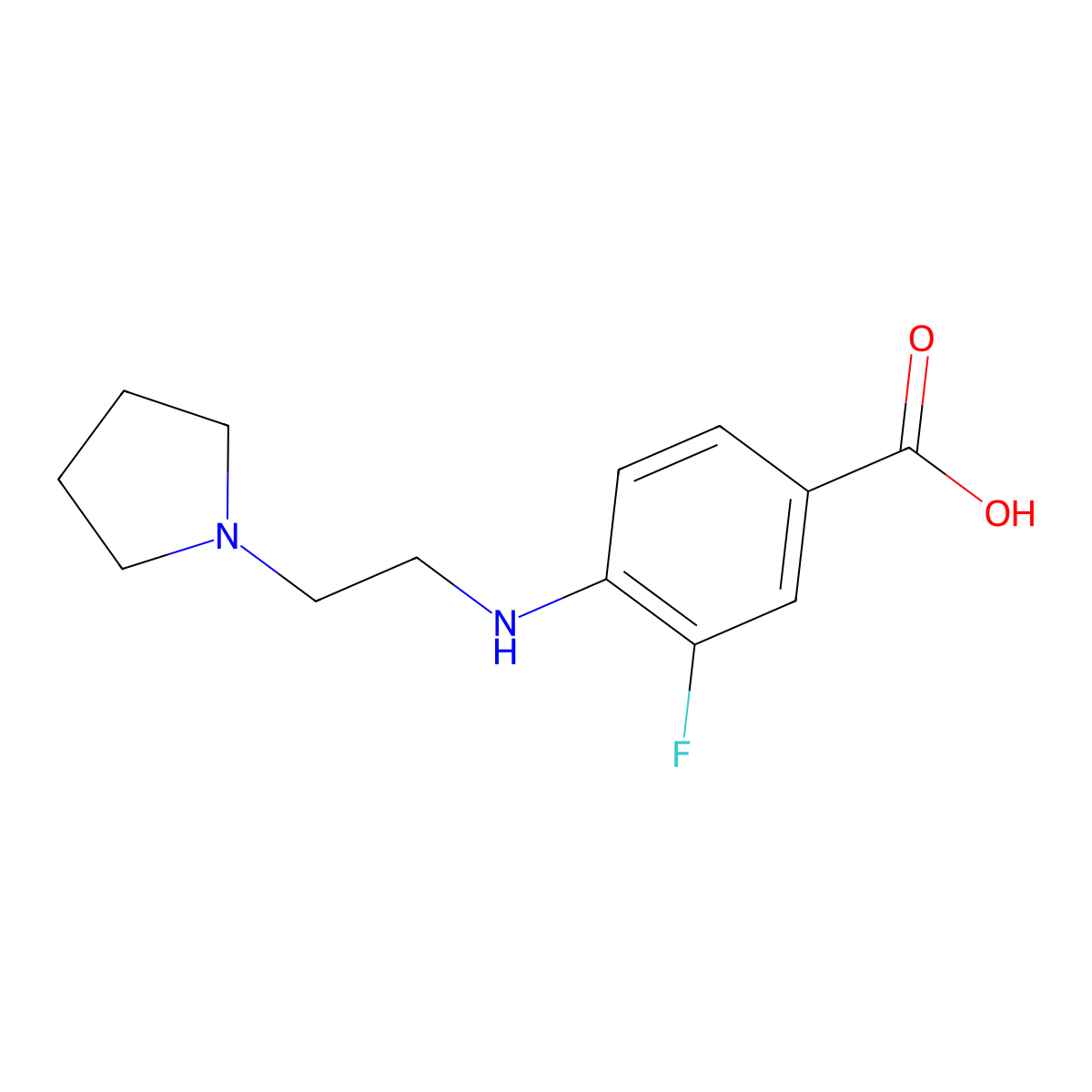 3-Fluoro-4-{[2-(pyrrolidin-1-yl)ethyl]amino}benzoic acid molecular structure, CAS 1282871-16-2