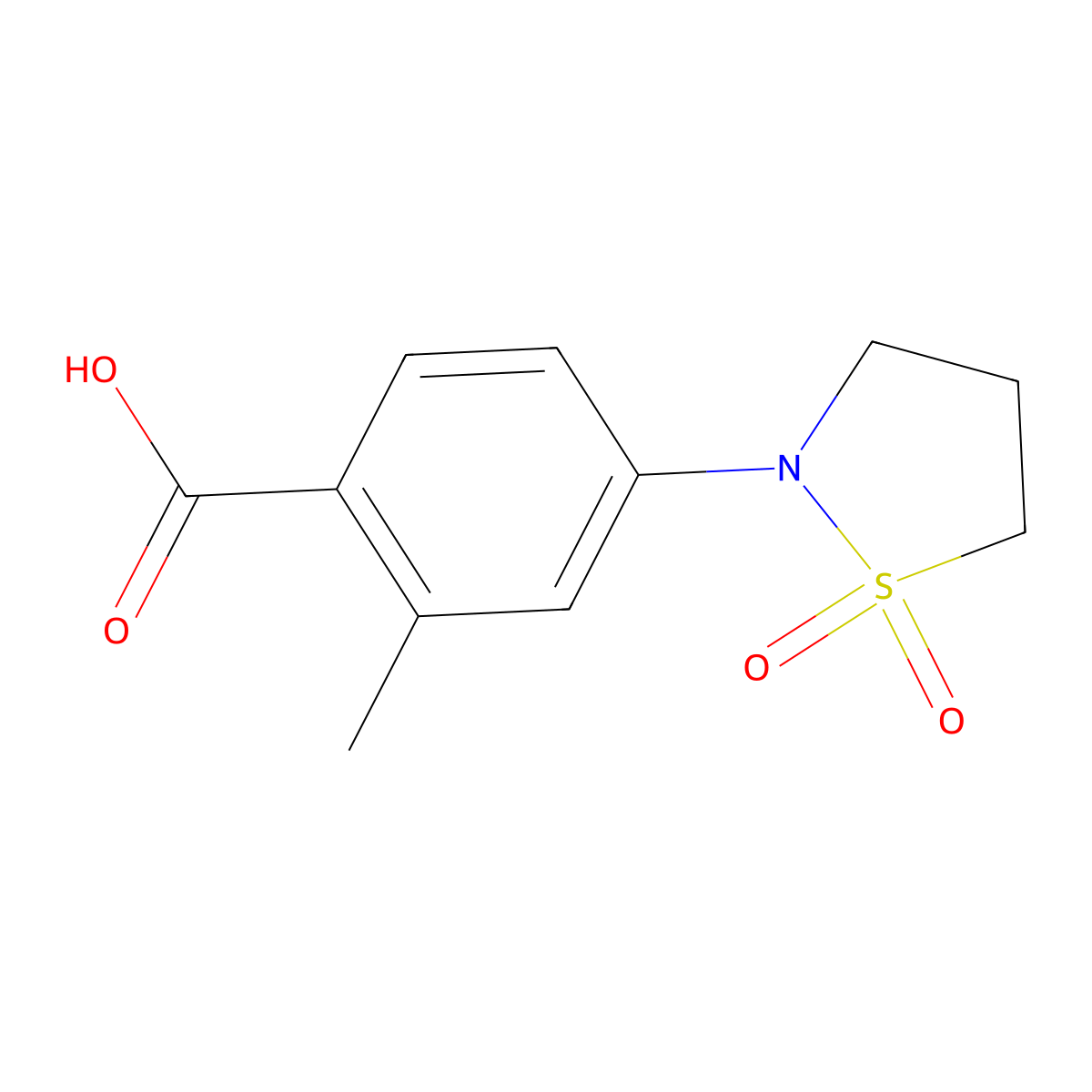 4-(1,1-Dioxo-1,2-thiazolidin-2-yl)-2-methylbenzoic acid molecular structure, CAS 1282896-74-5