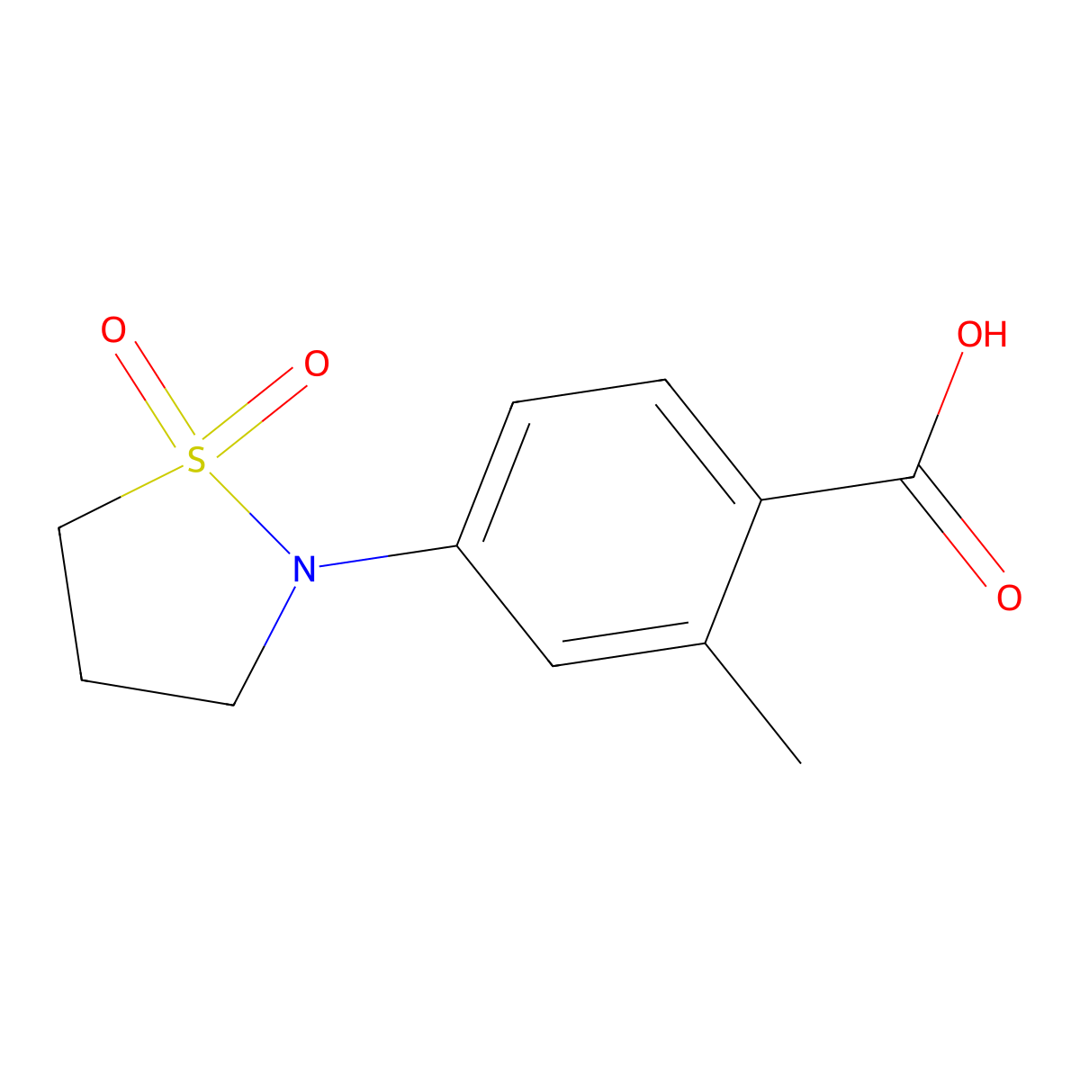 4-(1,1-Dioxo-1,2-thiazolidin-2-yl)-2-methylbenzoic acid molecular structure, CAS 1282896-74-5