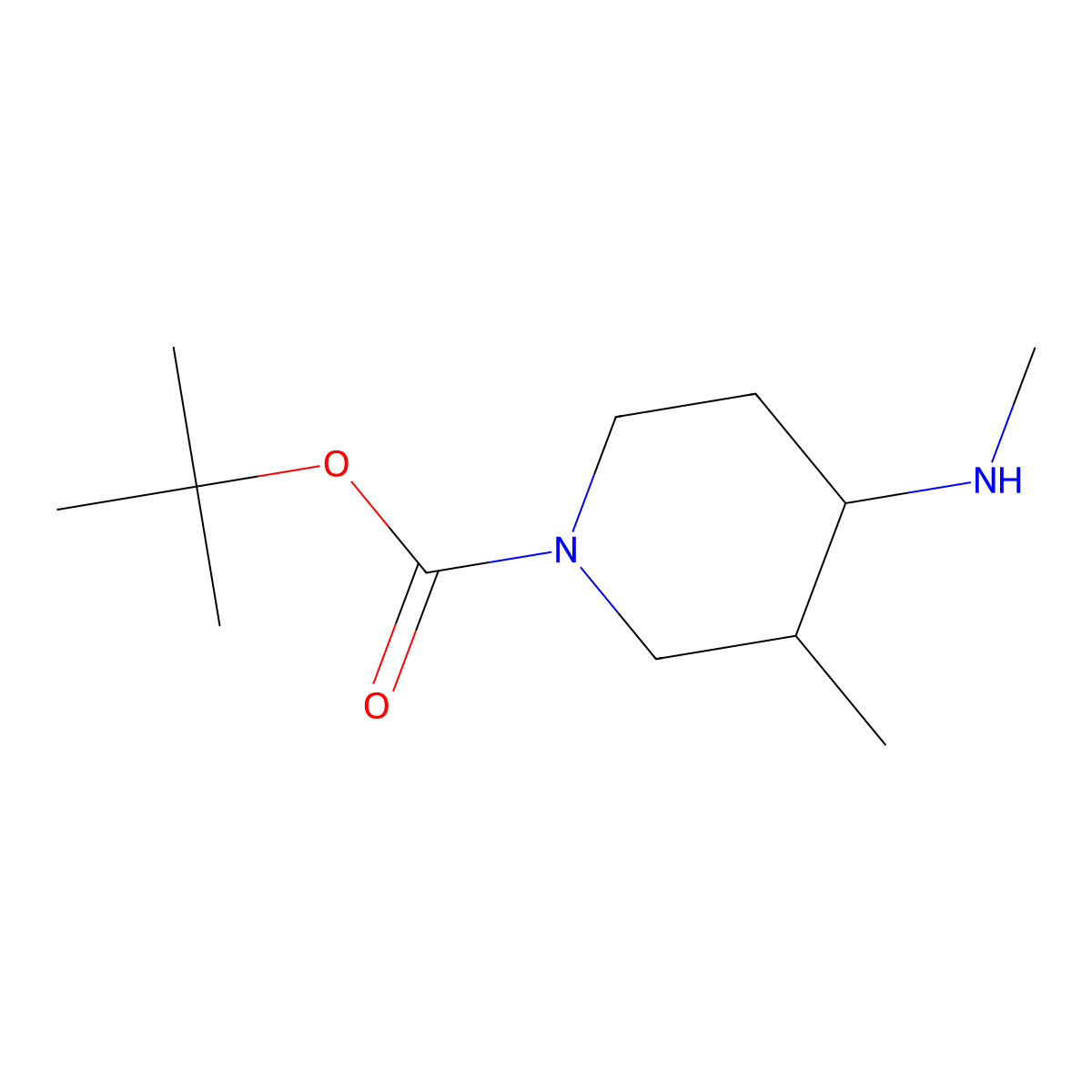 Tert-butyl 3-methyl-4-(methylamino)piperidine-1-carboxylate molecular structure, CAS 1282897-74-8