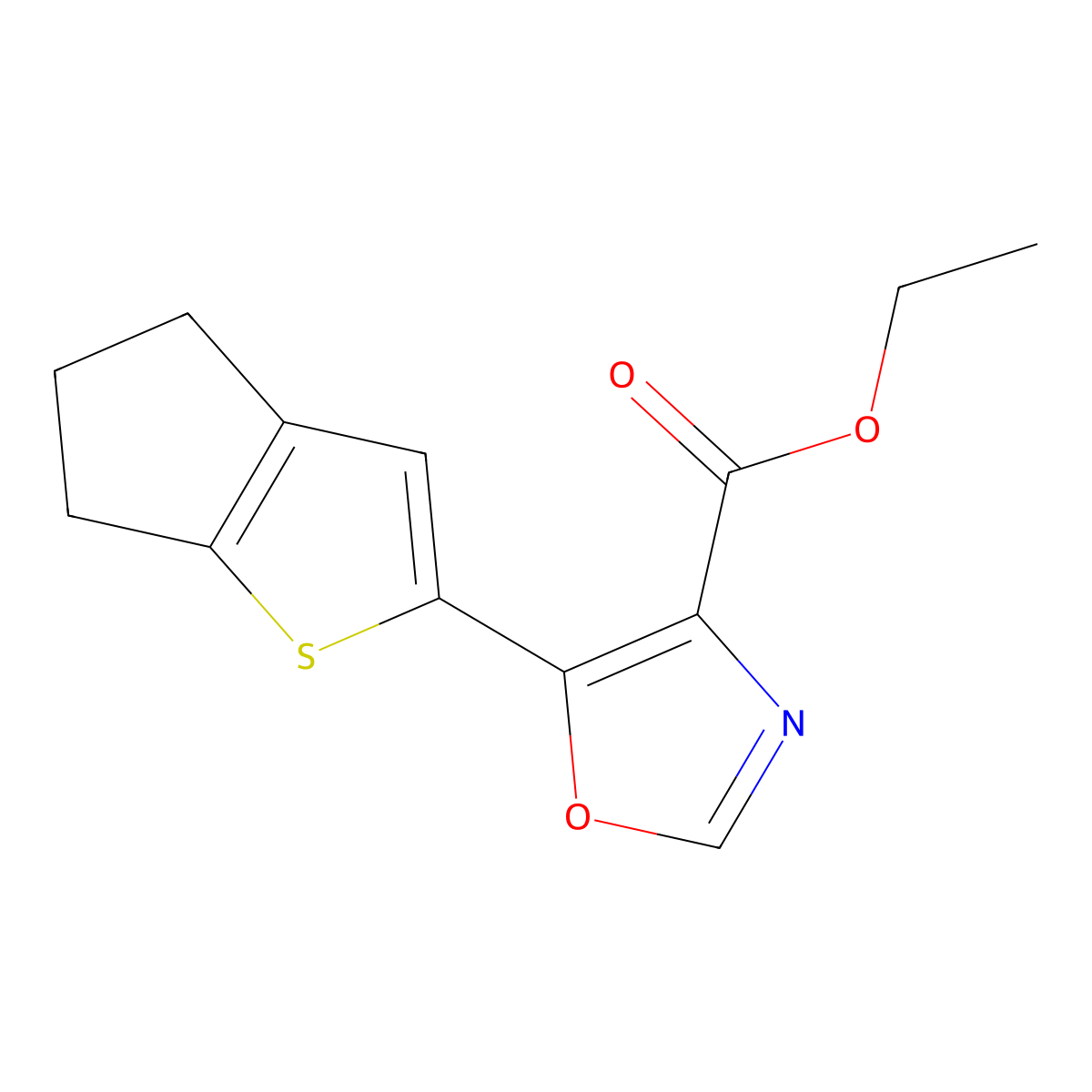 ethyl 5-{4H,5H,6H-cyclopenta[b]thiophen-2-yl}-1,3-oxazole-4-carboxylate molecular structure, CAS 1282899-54-0