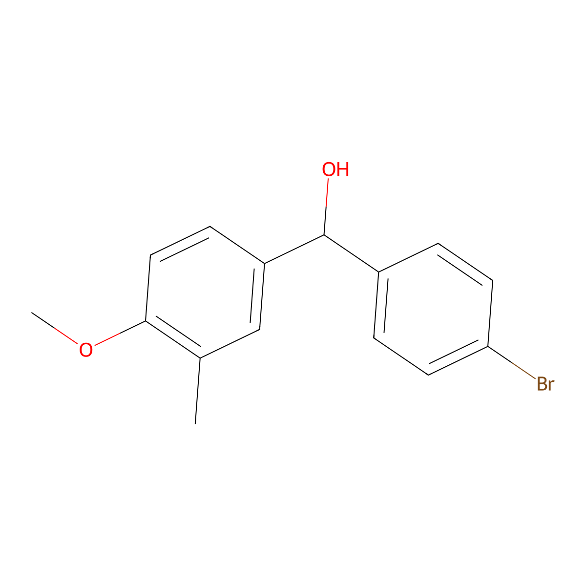 (4-Bromophenyl)(4-methoxy-3-methylphenyl)methanol molecular structure, CAS 1282908-27-3