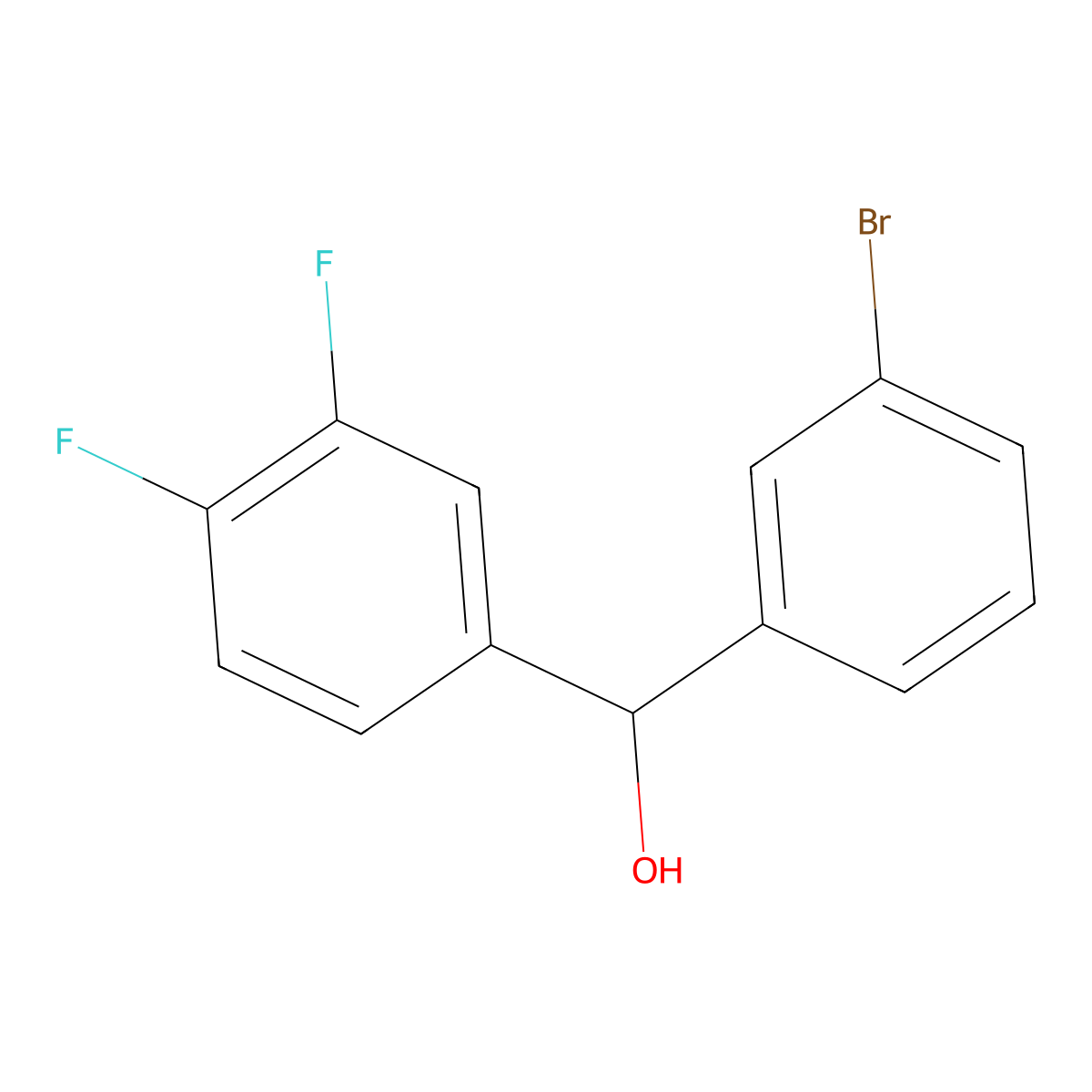 (3-Bromophenyl)(3,4-difluorophenyl)methanol molecular structure, CAS 1282933-90-7