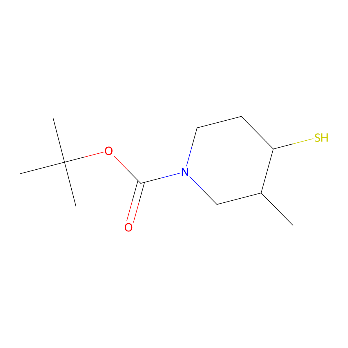 Tert-butyl 3-methyl-4-sulfanylpiperidine-1-carboxylate molecular structure, CAS 1282962-96-2
