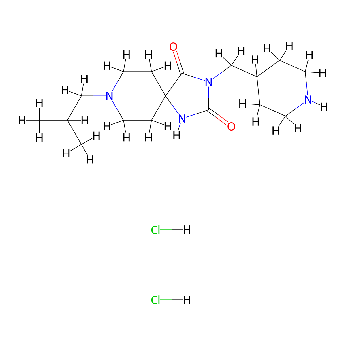 8-Isobutyl-3-(piperidin-4-ylmethyl)-1,3,8-triazaspiro[4.5]decane-2,4-dione dihydrochloride molecular structure, CAS 1282967-00-3