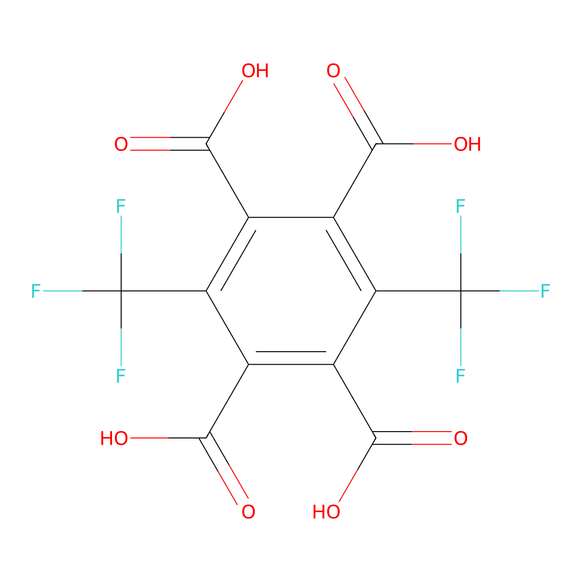 3,6-Bis(trifluoromethyl)benzene-1,2,4,5-tetracarboxylic acid molecular structure, CAS 128298-23-7