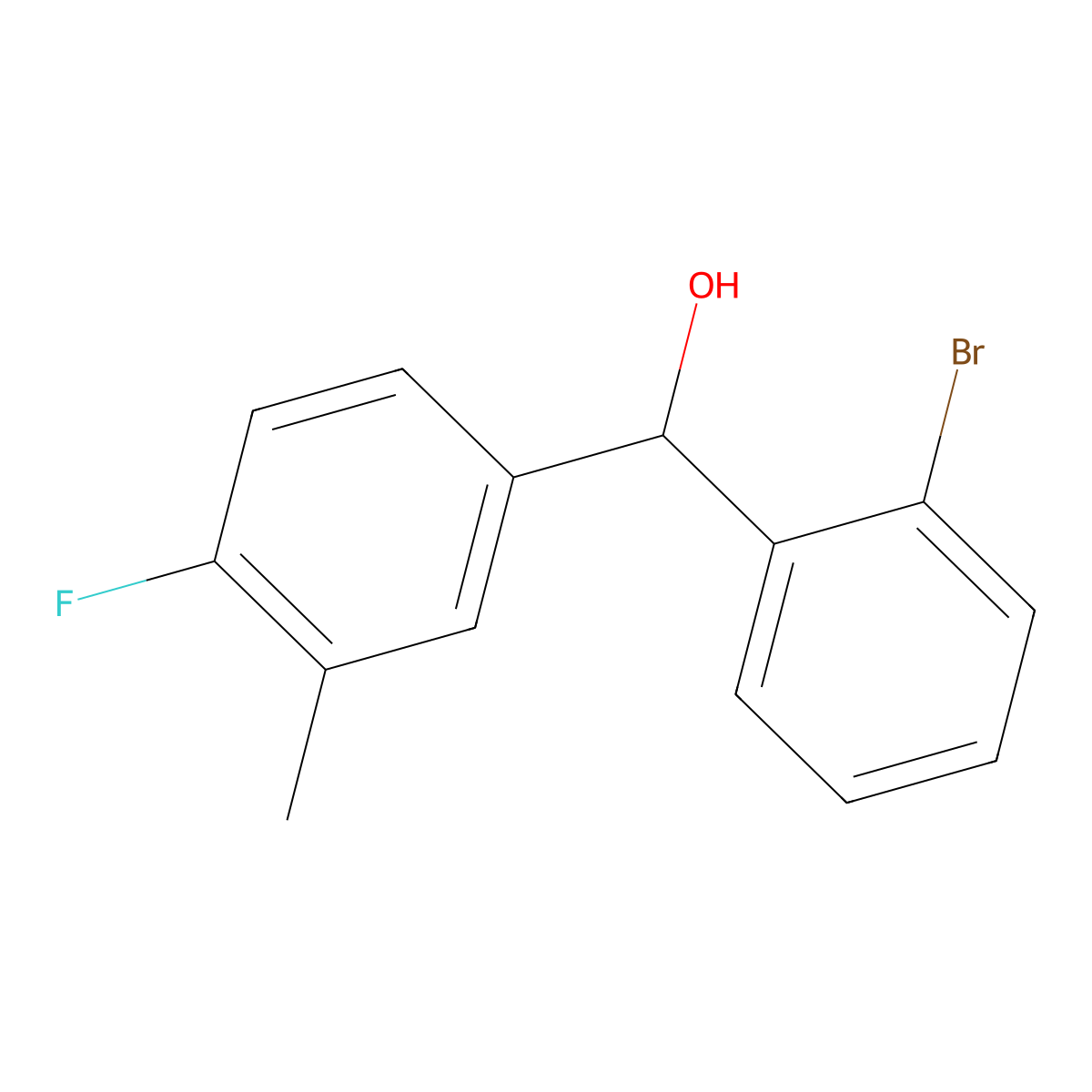 (2-Bromophenyl)(4-fluoro-3-methylphenyl)methanol molecular structure, CAS 1282983-17-8