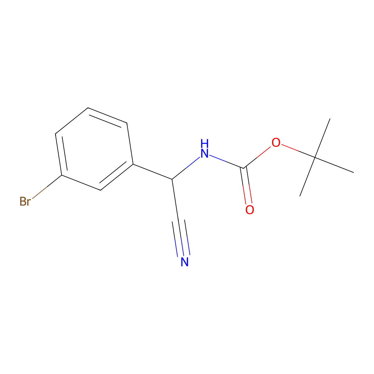 tert-butyl N-[(3-bromophenyl)(cyano)methyl]carbamate molecular structure, CAS 1282986-57-5