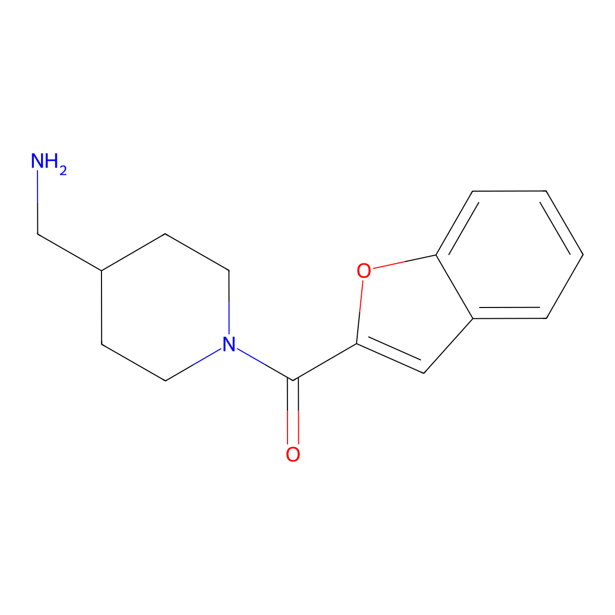 (4-(Aminomethyl)piperidin-1-yl)(benzofuran-2-yl)methanone molecular structure, CAS 1283004-62-5
