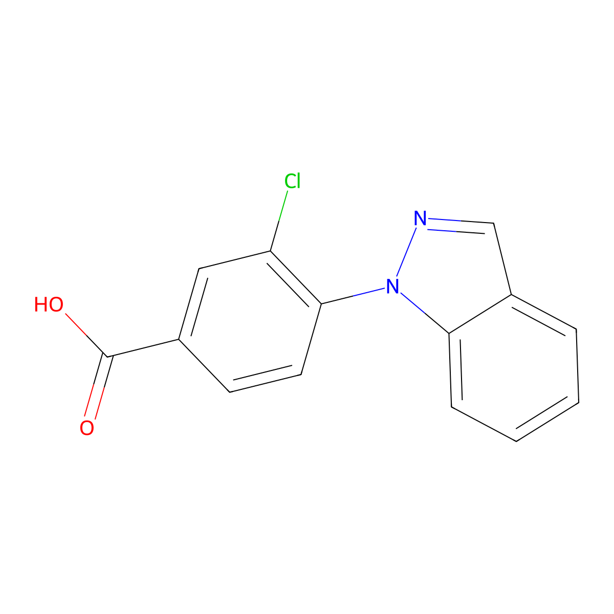 3-chloro-4-(1H-indazol-1-yl)benzoic acid molecular structure, CAS 1283004-89-6