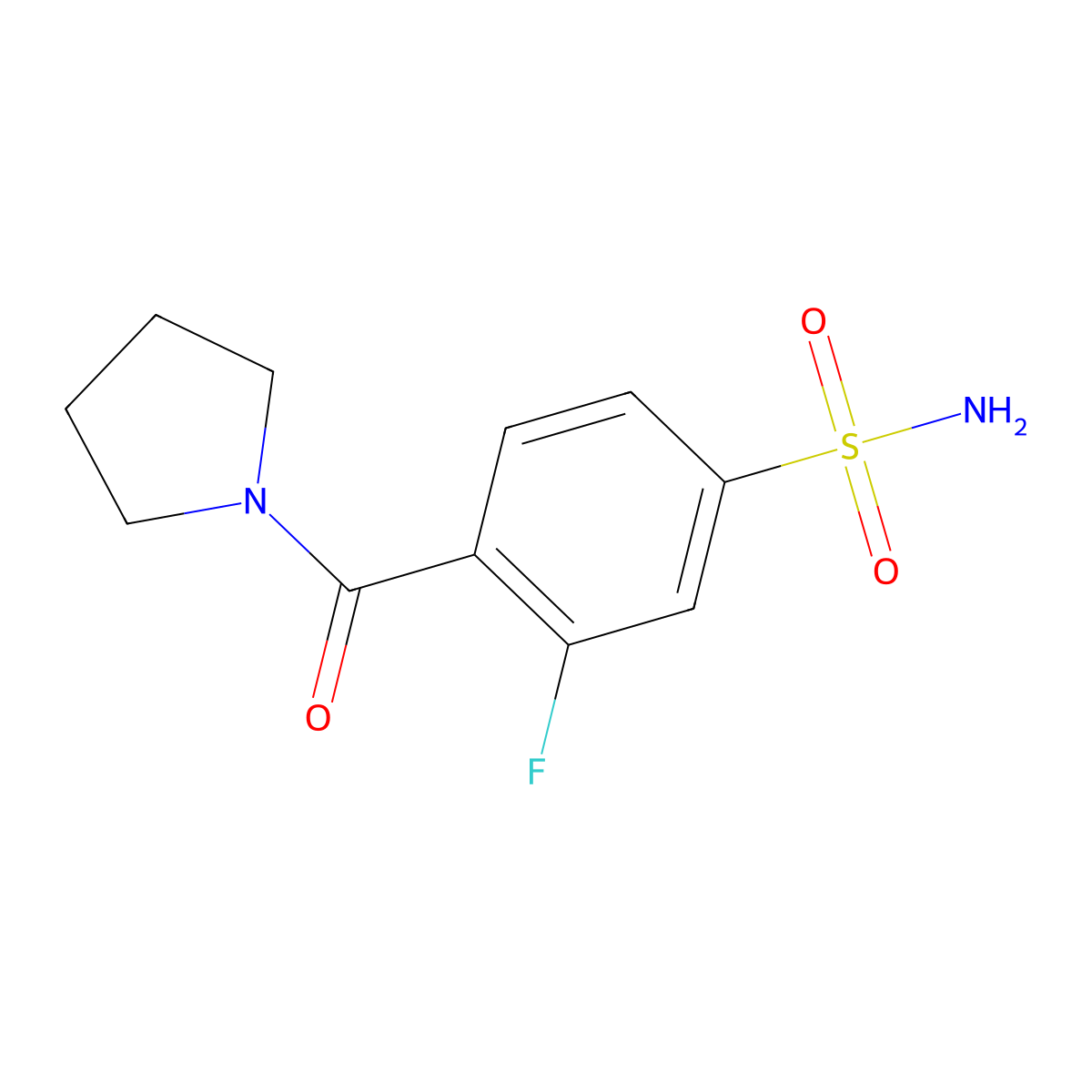 3-Fluoro-4-(pyrrolidine-1-carbonyl)benzene-1-sulfonamide molecular structure, CAS 1283005-68-4