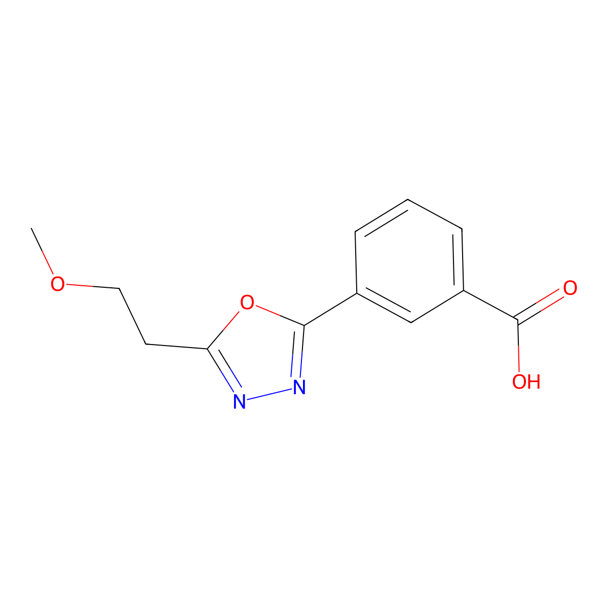 3-(5-(2-Methoxyethyl)-1,3,4-oxadiazol-2-yl)benzoic acid molecular structure, CAS 1283020-63-2