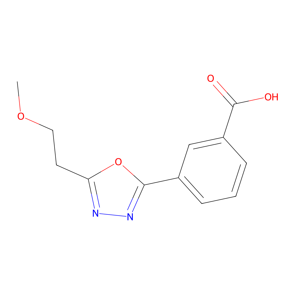 3-(5-(2-Methoxyethyl)-1,3,4-oxadiazol-2-yl)benzoic acid molecular structure, CAS 1283020-63-2