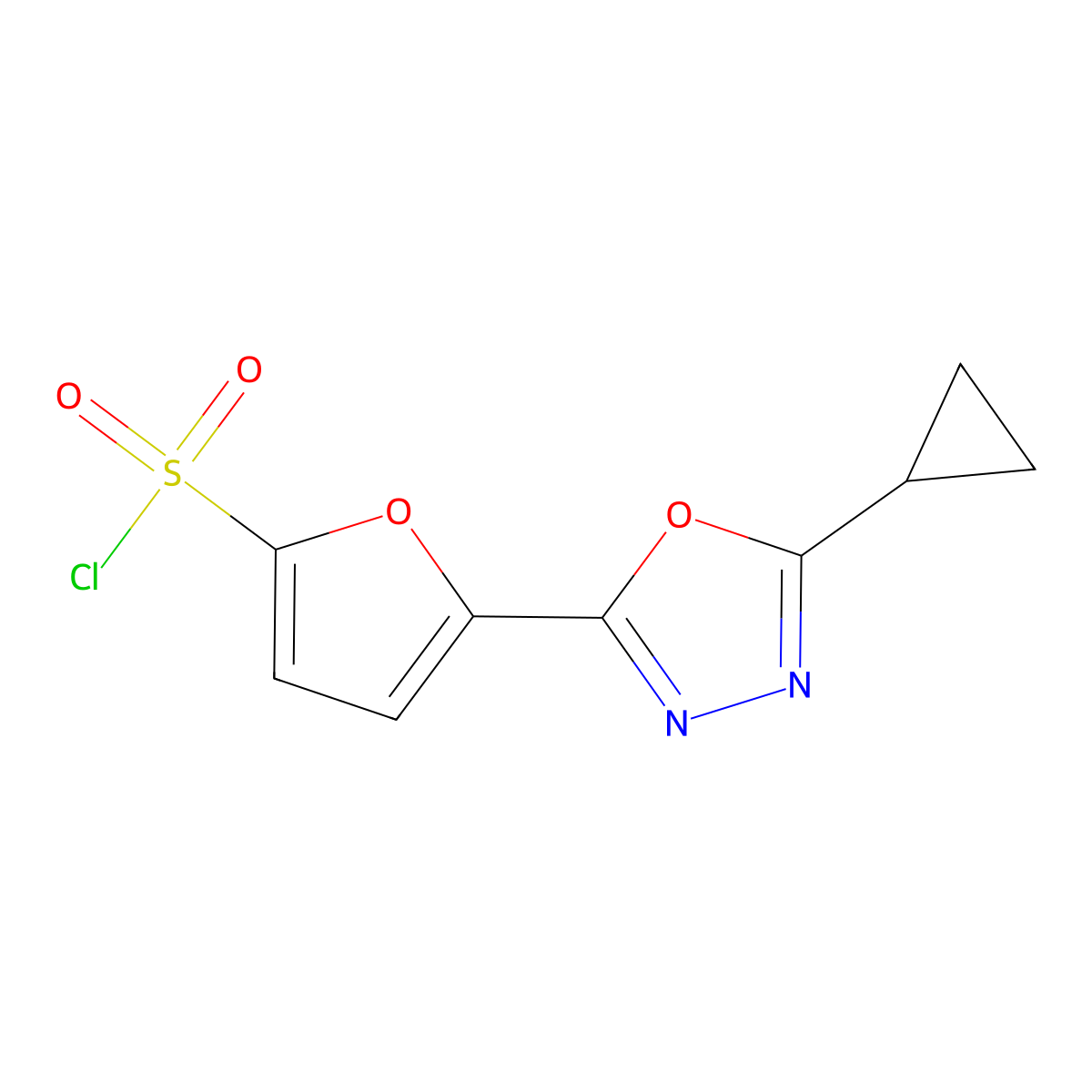 5-(5-Cyclopropyl-1,3,4-oxadiazol-2-yl)-2-furansulfonyl chloride molecular structure, CAS 1283030-47-6