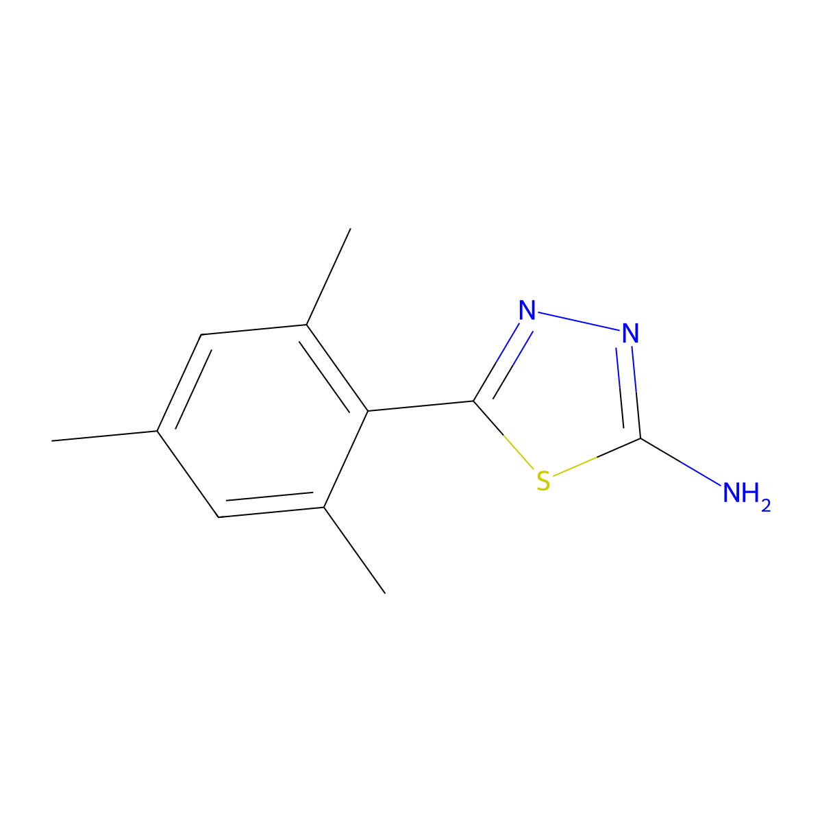 5-Mesityl-1,3,4-thiadiazol-2-amine molecular structure, CAS 128304-74-5