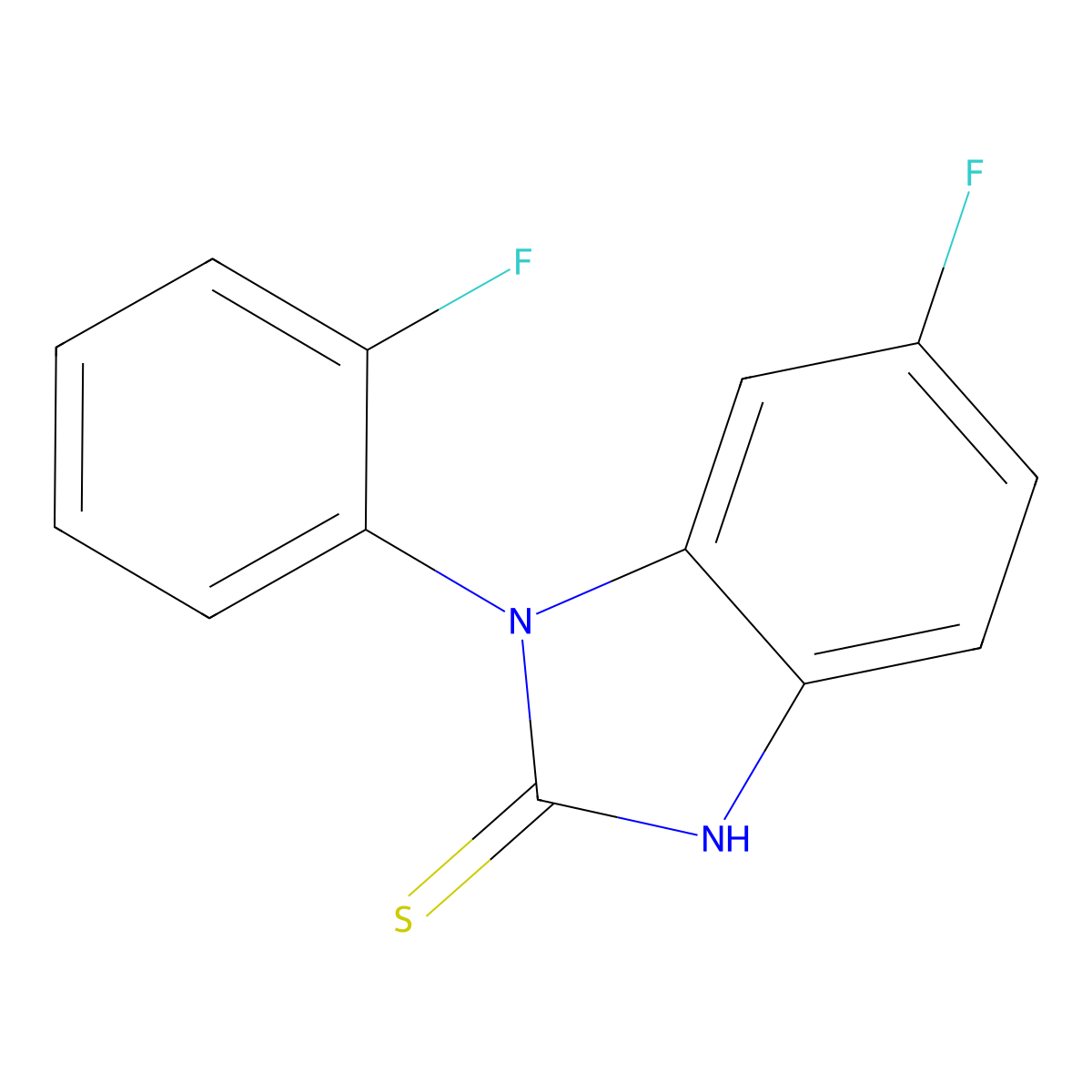 6-fluoro-1-(2-fluorophenyl)-1H-1,3-benzodiazole-2-thiol molecular structure, CAS 1283060-21-8