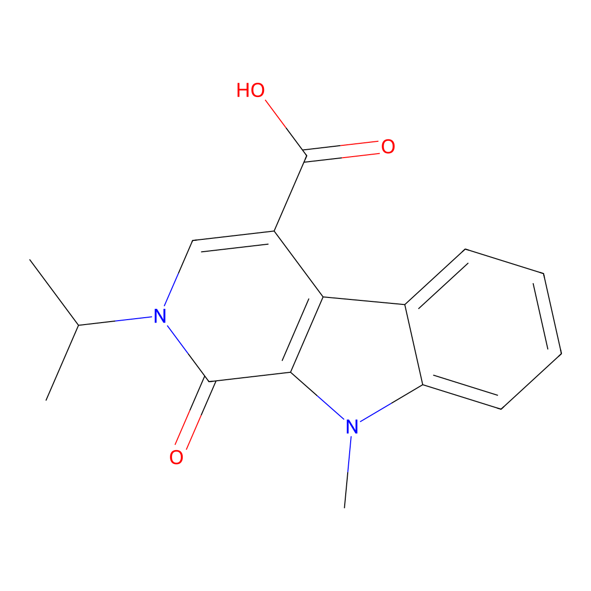 2-isopropyl-9-methyl-1-oxo-2,9-dihydro-1H-beta-carboline-4-carboxylic acid molecular structure, CAS 1283067-97-9