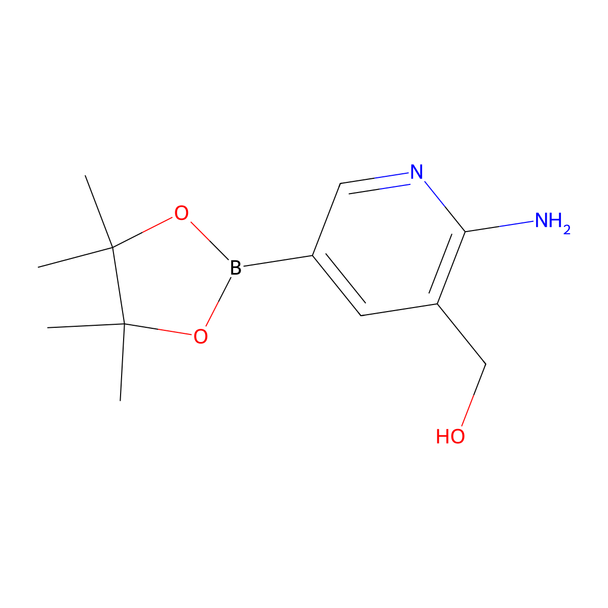 [2-Amino-5-(tetramethyl-1,3,2-dioxaborolan-2-yl)pyridin-3-yl]methanol molecular structure, CAS 1283069-06-6