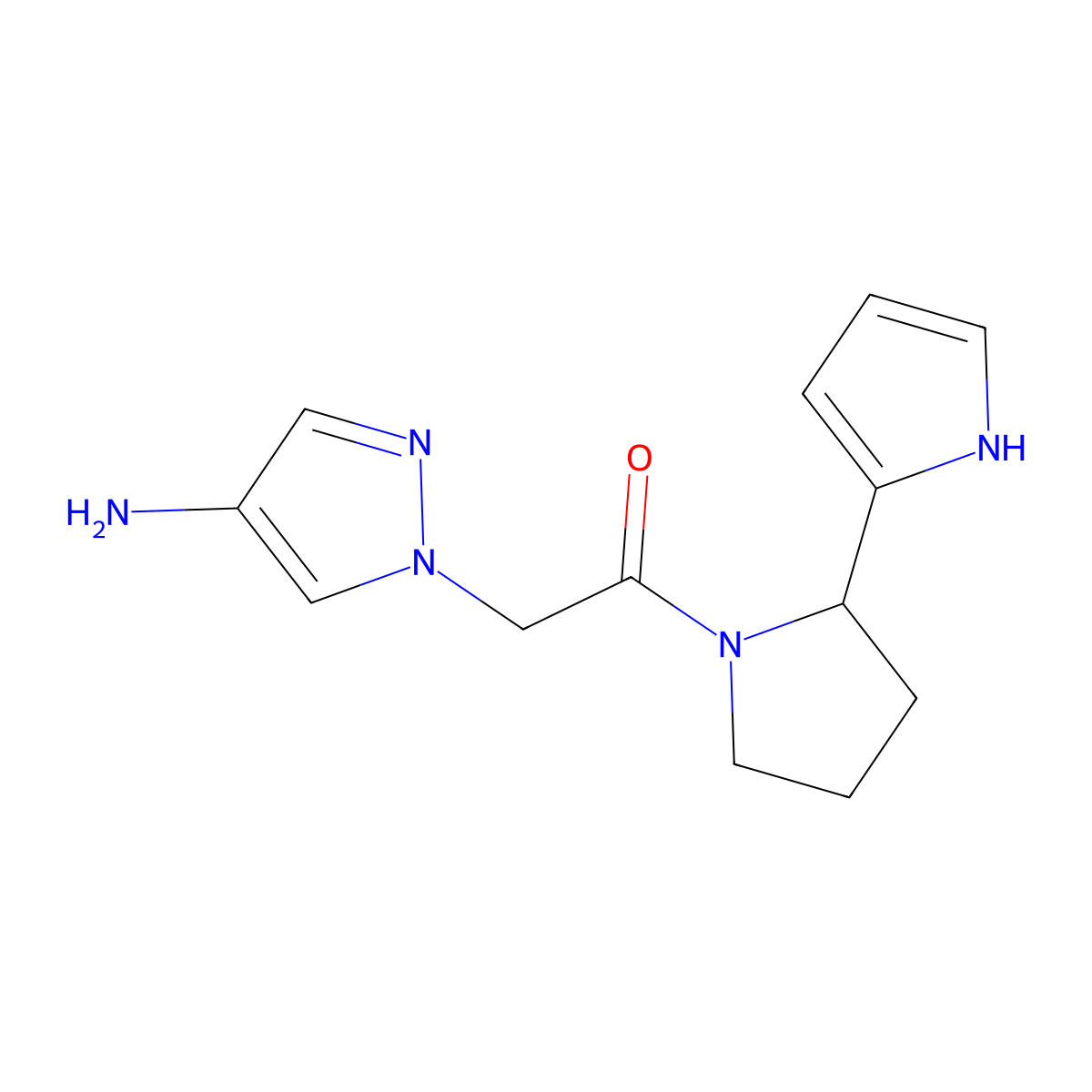 2-(4-amino-1H-pyrazol-1-yl)-1-[2-(1H-pyrrol-2-yl)pyrrolidin-1-yl]ethan-1-one molecular structure, CAS 1283069-70-4