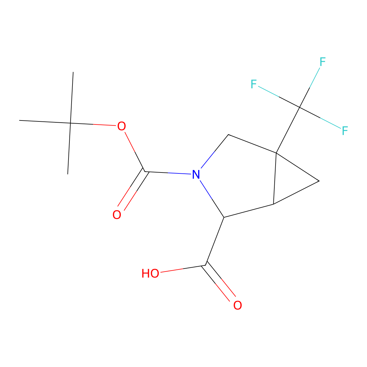 (1R,2S,5R)-3-(tert-butoxycarbonyl)-5-(trifluoromethyl)-3-azabicyclo[3.1.0]hexane-2-carboxylic acid molecular structure, CAS 1283107-67-4