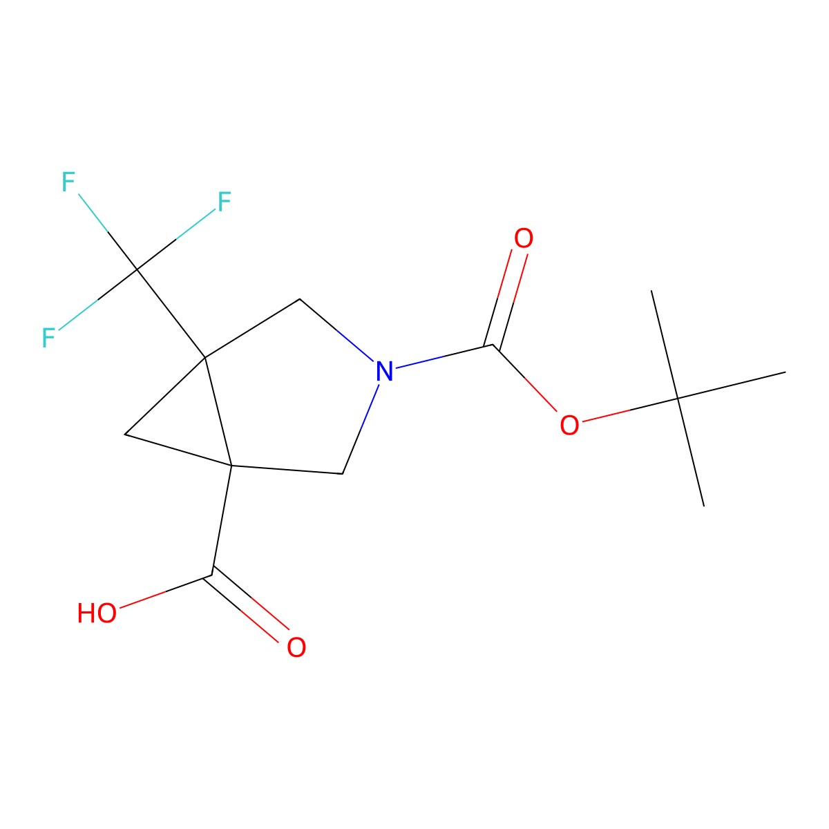 (1R,5S)-3-(Tert-butoxycarbonyl)-5-(trifluoromethyl)-3-azabicyclo[3.1.0]hexane-1-carboxylic acid molecular structure, CAS 1283107-74-3
