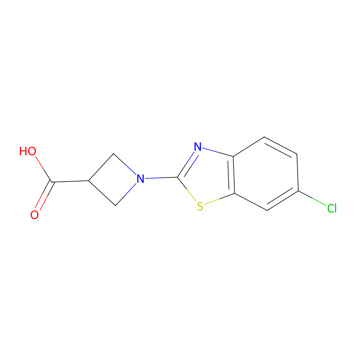 1-(6-Chloro-1,3-benzothiazol-2-yl)azetidine-3-carboxylic acid molecular structure, CAS 1283107-95-8