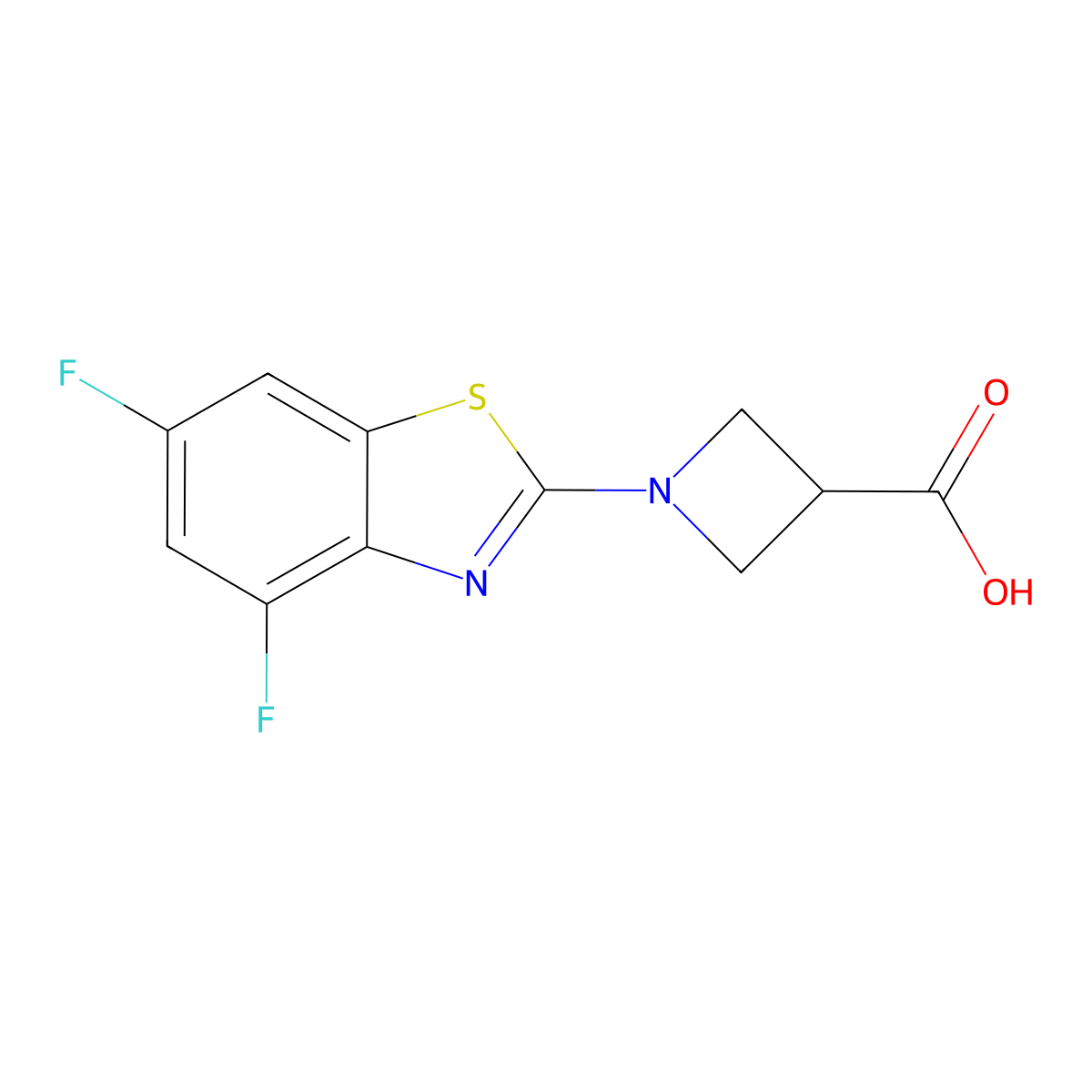 1-(4,6-Difluoro-1,3-benzothiazol-2-yl)azetidine-3-carboxylic acid molecular structure, CAS 1283107-98-1