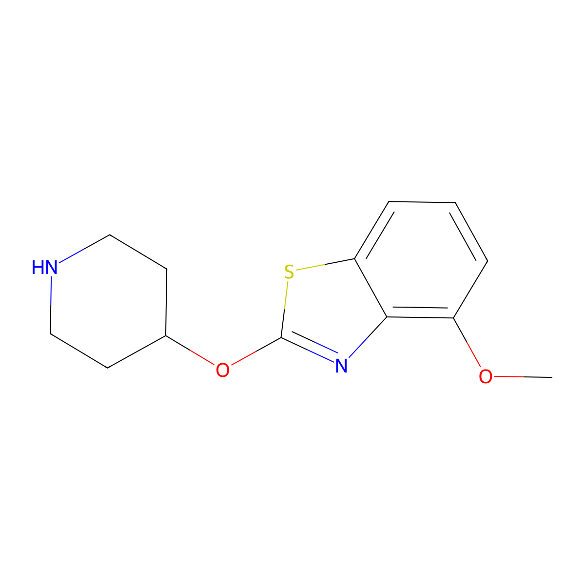 4-Methoxy-2-(piperidin-4-yloxy)-1,3-benzothiazole molecular structure, CAS 1283108-03-1
