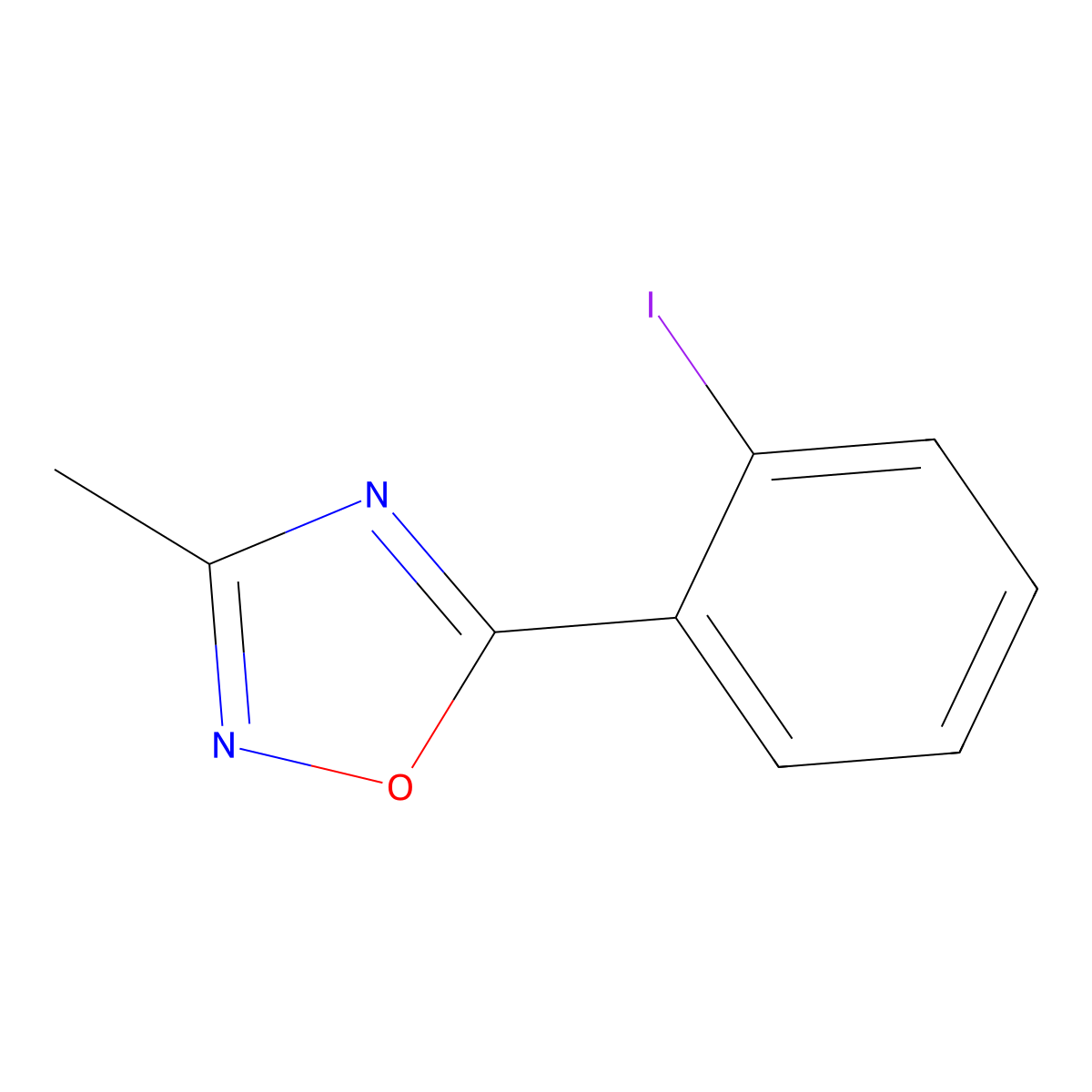 5-(2-Iodophenyl)-3-methyl-1,2,4-oxadiazole molecular structure, CAS 1283108-04-2