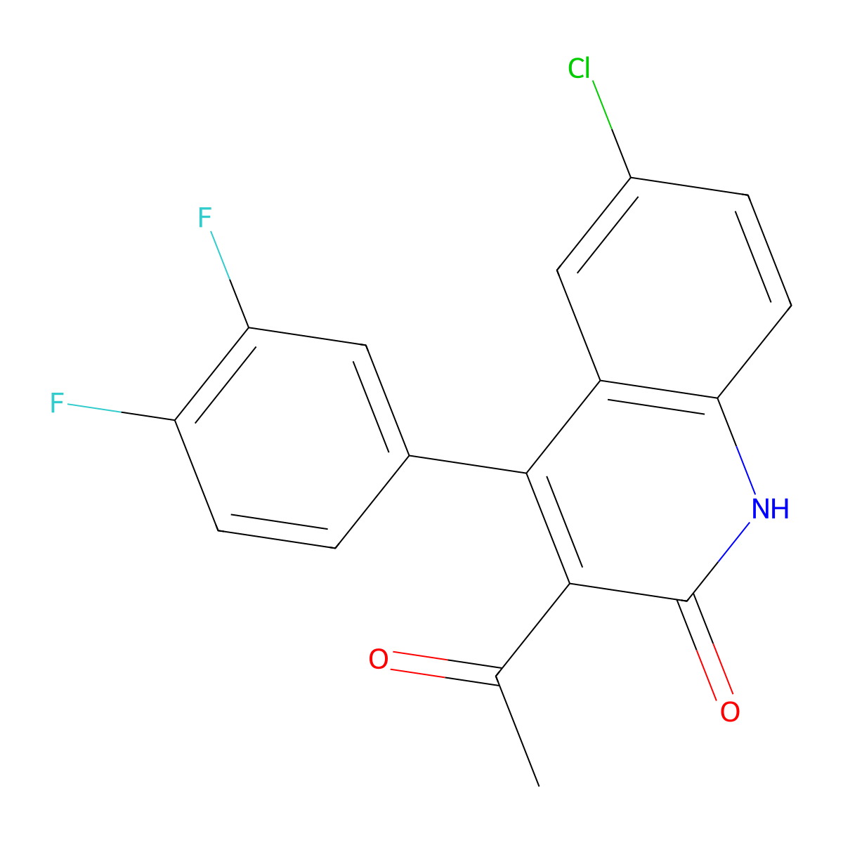 3-acetyl-6-chloro-4-(3,4-difluorophenyl)quinolin-2(1H)-one molecular structure, CAS 1283108-05-3