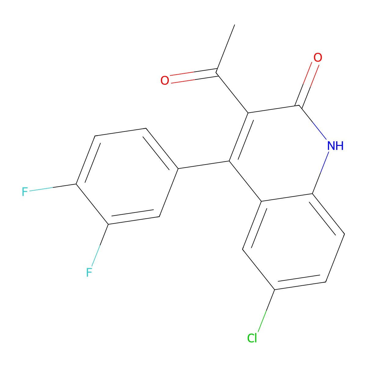 3-acetyl-6-chloro-4-(3,4-difluorophenyl)quinolin-2(1H)-one molecular structure, CAS 1283108-05-3