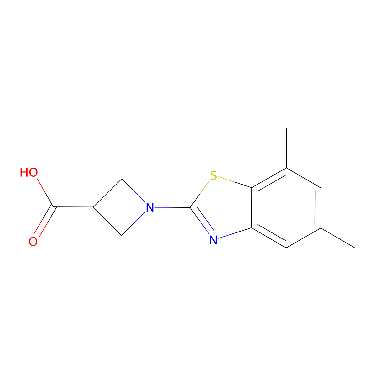 1-(5,7-Dimethyl-1,3-benzothiazol-2-yl)azetidine-3-carboxylic acid molecular structure, CAS 1283108-10-0