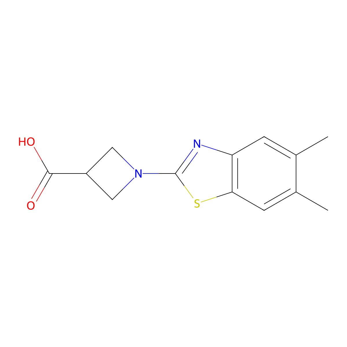 1-(5,6-Dimethyl-1,3-benzothiazol-2-yl)azetidine-3-carboxylic acid molecular structure, CAS 1283108-11-1