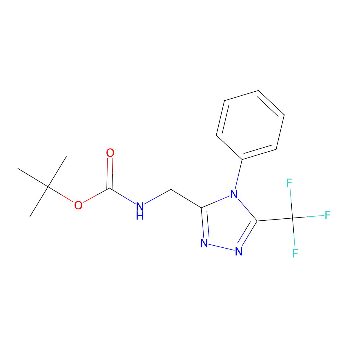 tert-butyl ((4-phenyl-5-(trifluoromethyl)-4H-1,2,4-triazol-3-yl)methyl)carbamate molecular structure, CAS 1283108-14-4