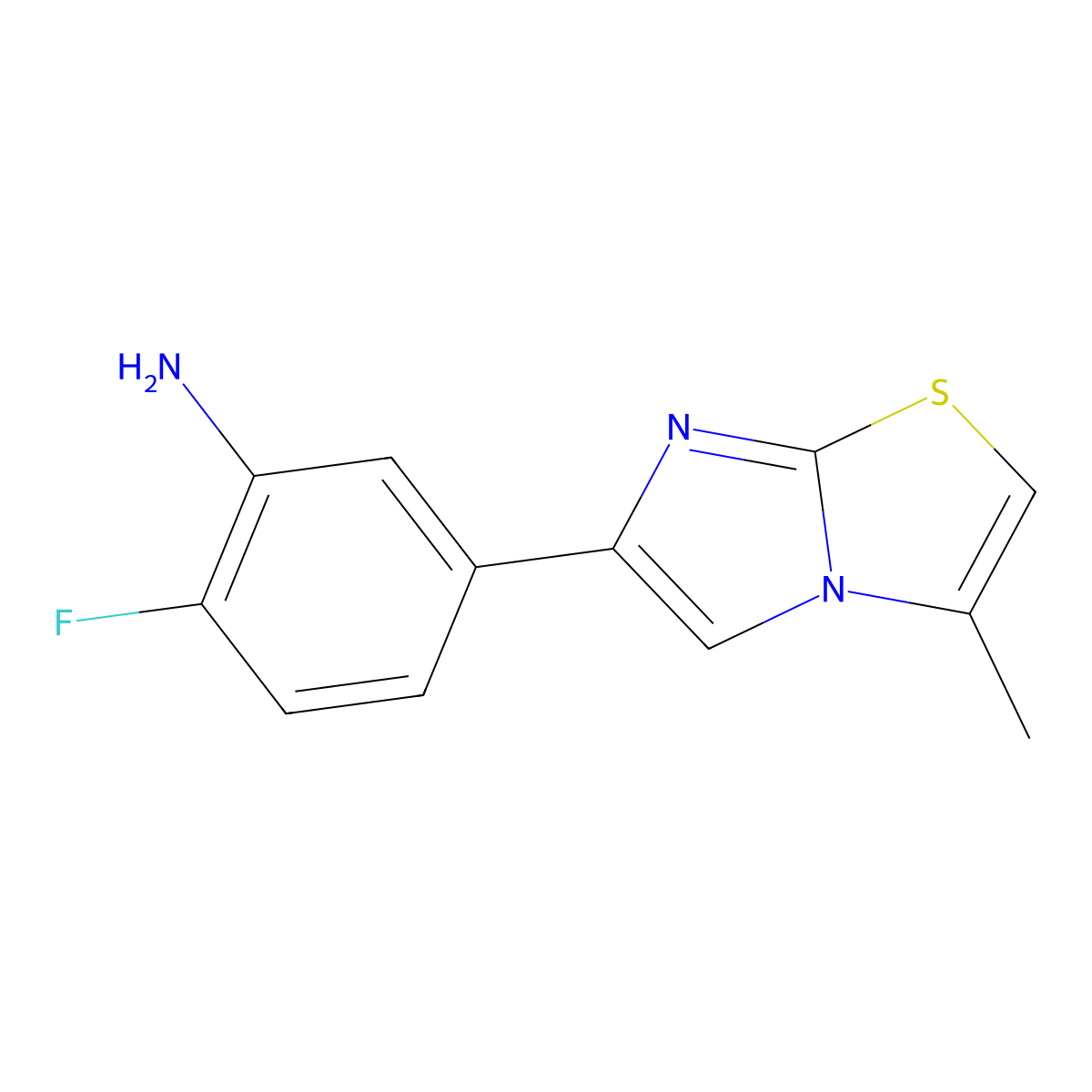 [2-Fluoro-5-(3-methylimidazo[2,1-b][1,3]thiazol-6-yl)phenyl]amine molecular structure, CAS 1283108-16-6