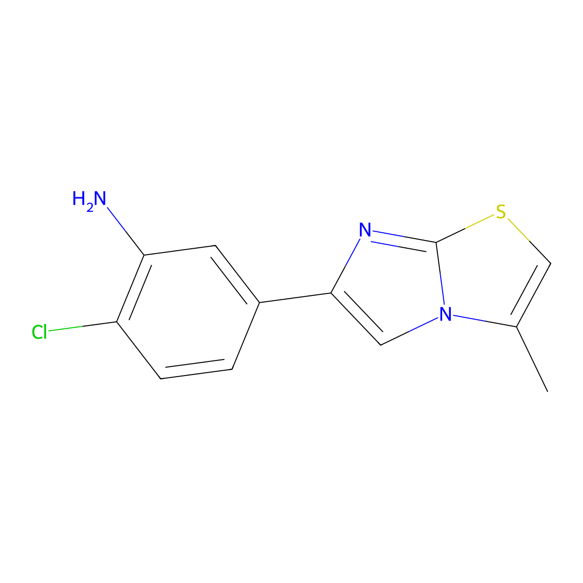 [2-Chloro-5-(3-methylimidazo[2,1-b][1,3]thiazol-6-yl)phenyl]amine molecular structure, CAS 1283108-20-2