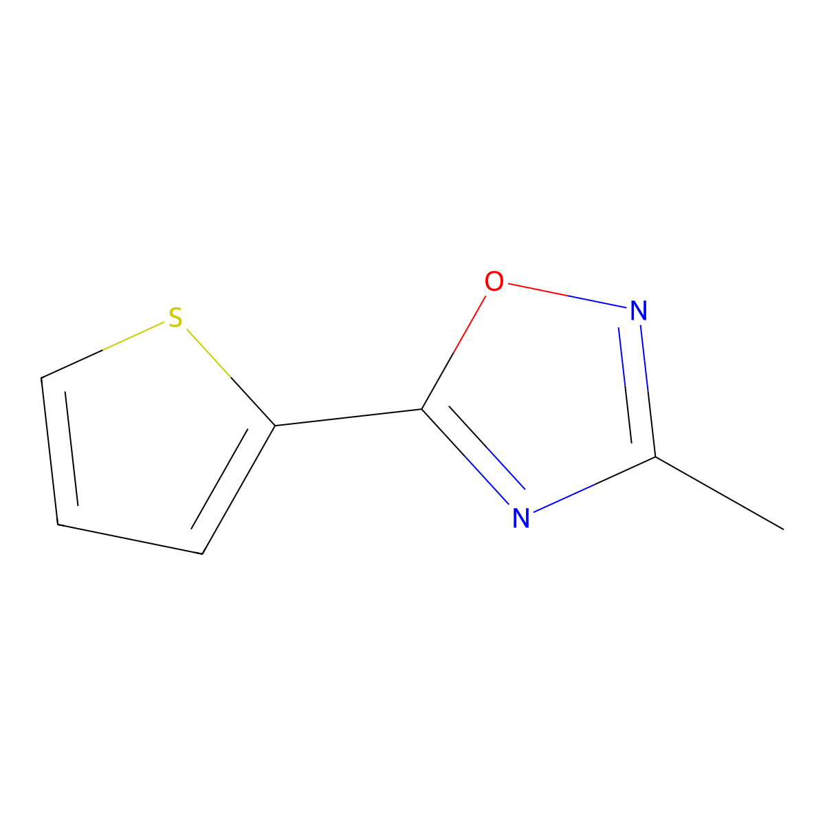 3-Methyl-5-(thiophen-2-yl)-1,2,4-oxadiazole molecular structure, CAS 1283108-28-0