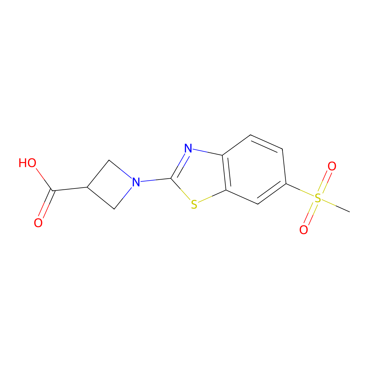 1-[6-(Methylsulfonyl)-1,3-benzothiazol-2-yl]azetidine-3-carboxylic acid molecular structure, CAS 1283108-29-1