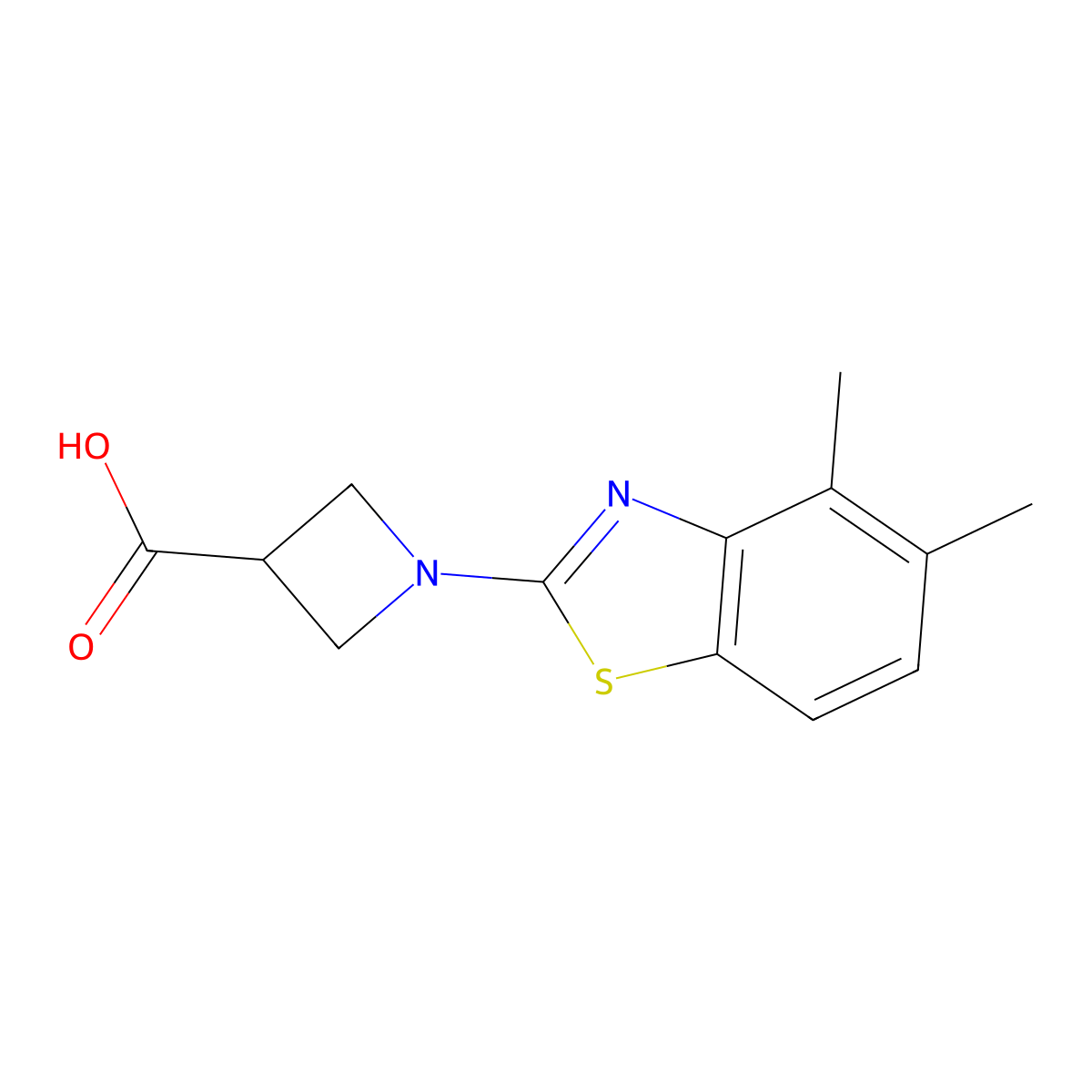 1-(4,5-Dimethyl-1,3-benzothiazol-2-yl)azetidine-3-carboxylic acid molecular structure, CAS 1283108-31-5