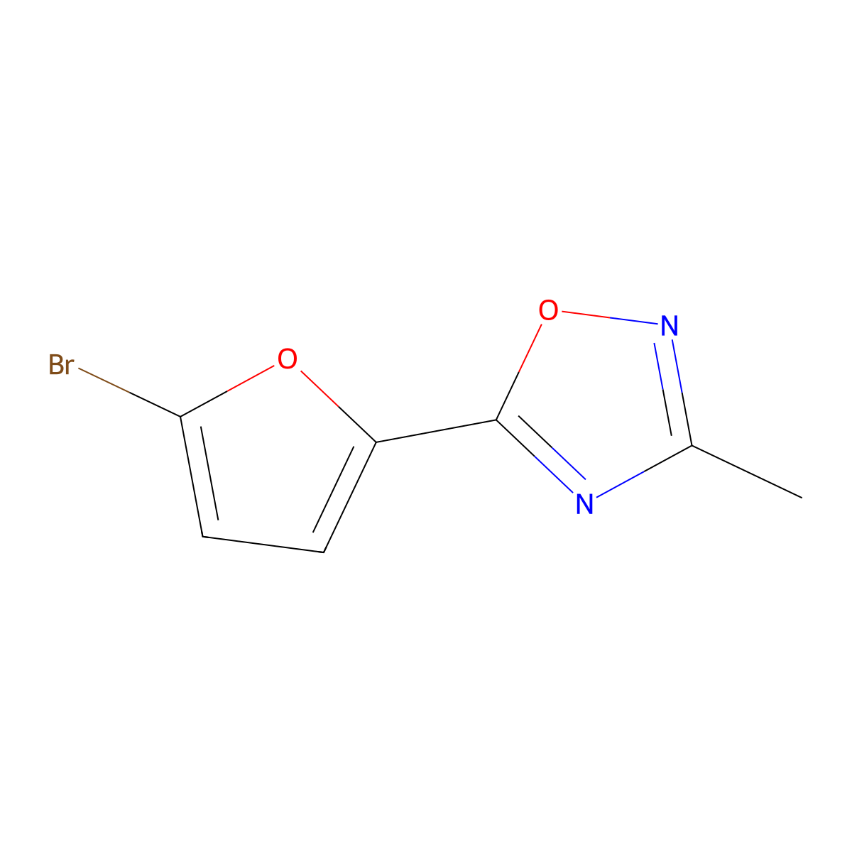 5-(5-Bromofuran-2-yl)-3-methyl-1,2,4-oxadiazole molecular structure, CAS 1283108-32-6