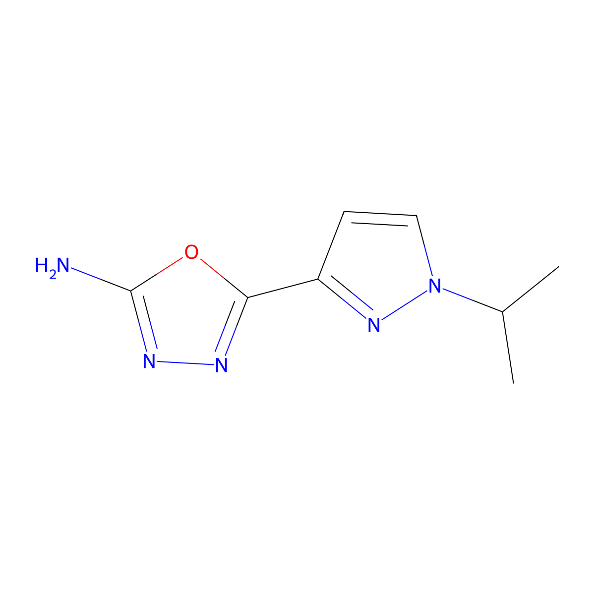 5-(1-isopropyl-1H-pyrazol-3-yl)-1,3,4-oxadiazol-2-amine molecular structure, CAS 1283108-39-3