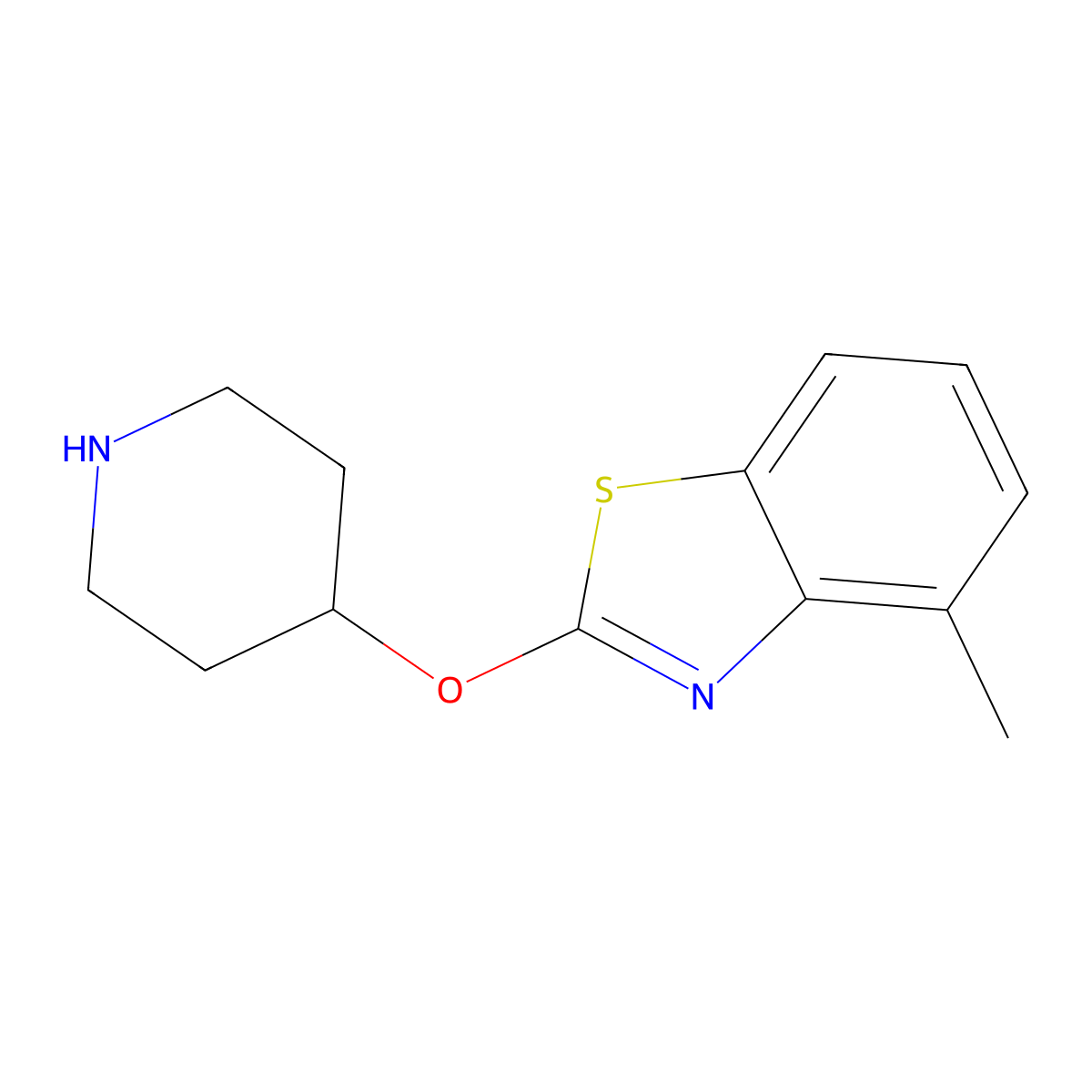 4-Methyl-2-(piperidin-4-yloxy)-1,3-benzothiazole molecular structure, CAS 1283108-41-7