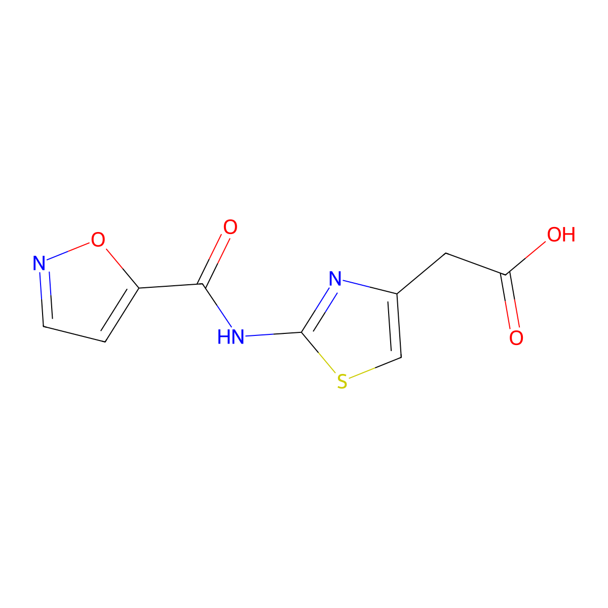 {2-[(Isoxazol-5-ylcarbonyl)amino]-1,3-thiazol-4-yl}acetic acid molecular structure, CAS 1283108-53-1