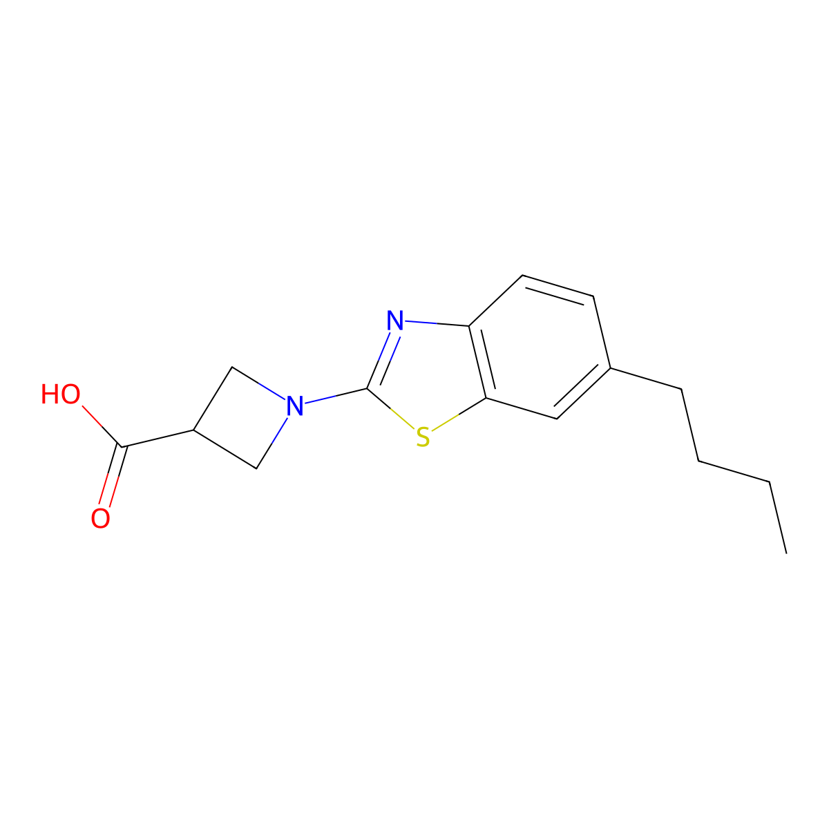 1-(6-Butyl-1,3-benzothiazol-2-yl)azetidine-3-carboxylic acid molecular structure, CAS 1283108-56-4