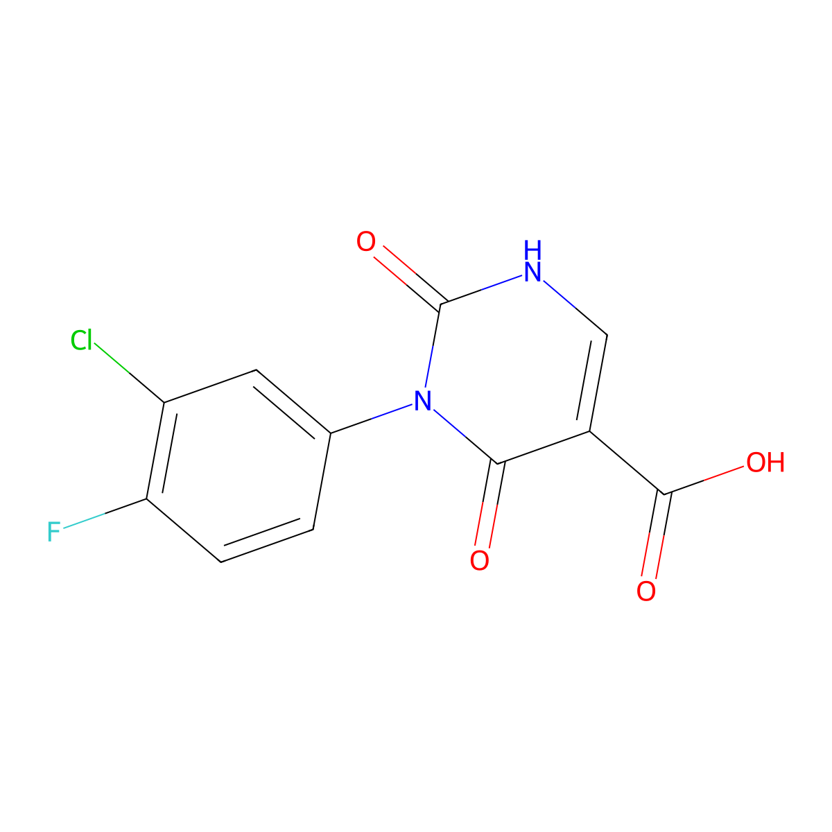 3-(3-Chloro-4-fluorophenyl)-2,4-dioxo-1,2,3,4-tetrahydropyrimidine-5-carboxylic acid molecular structure, CAS 1283108-59-7