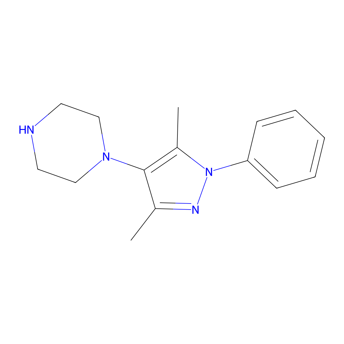 1-(3,5-dimethyl-1-phenyl-1H-pyrazol-4-yl)piperazine molecular structure, CAS 1283108-66-6
