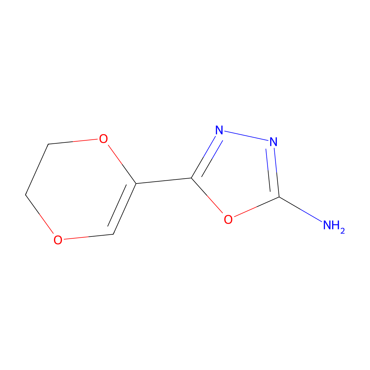 5-(5,6-Dihydro-1,4-dioxin-2-yl)-1,3,4-oxadiazol-2-amine molecular structure, CAS 1283108-68-8