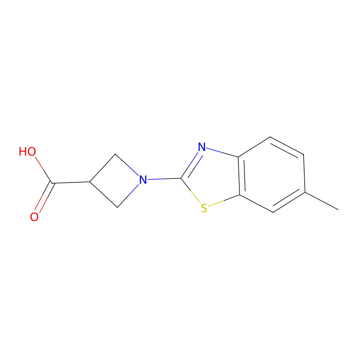 1-(6-Methyl-1,3-benzothiazol-2-yl)azetidine-3-carboxylic acid molecular structure, CAS 1283108-71-3