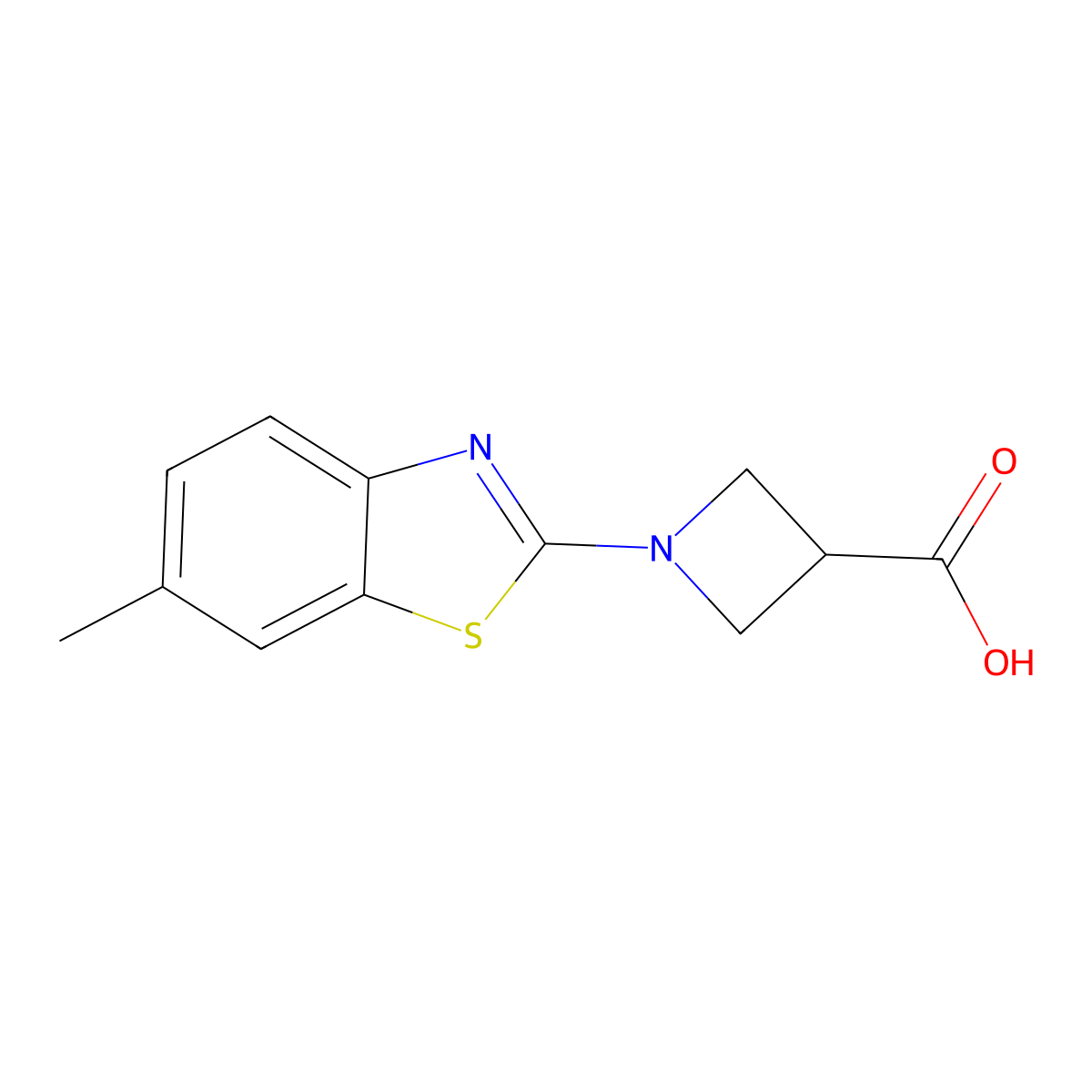 1-(6-Methyl-1,3-benzothiazol-2-yl)azetidine-3-carboxylic acid molecular structure, CAS 1283108-71-3